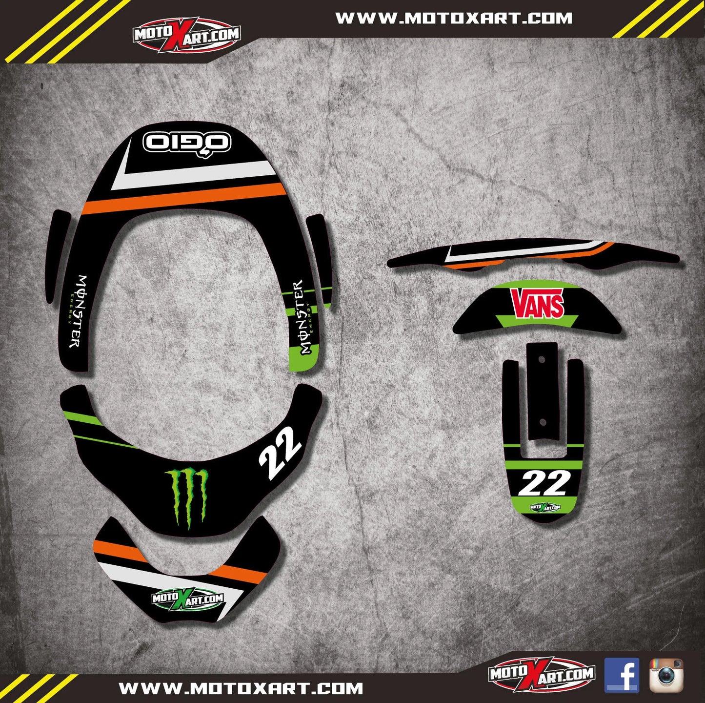 BURNOUT STYLE Neck Brace Graphics Decals