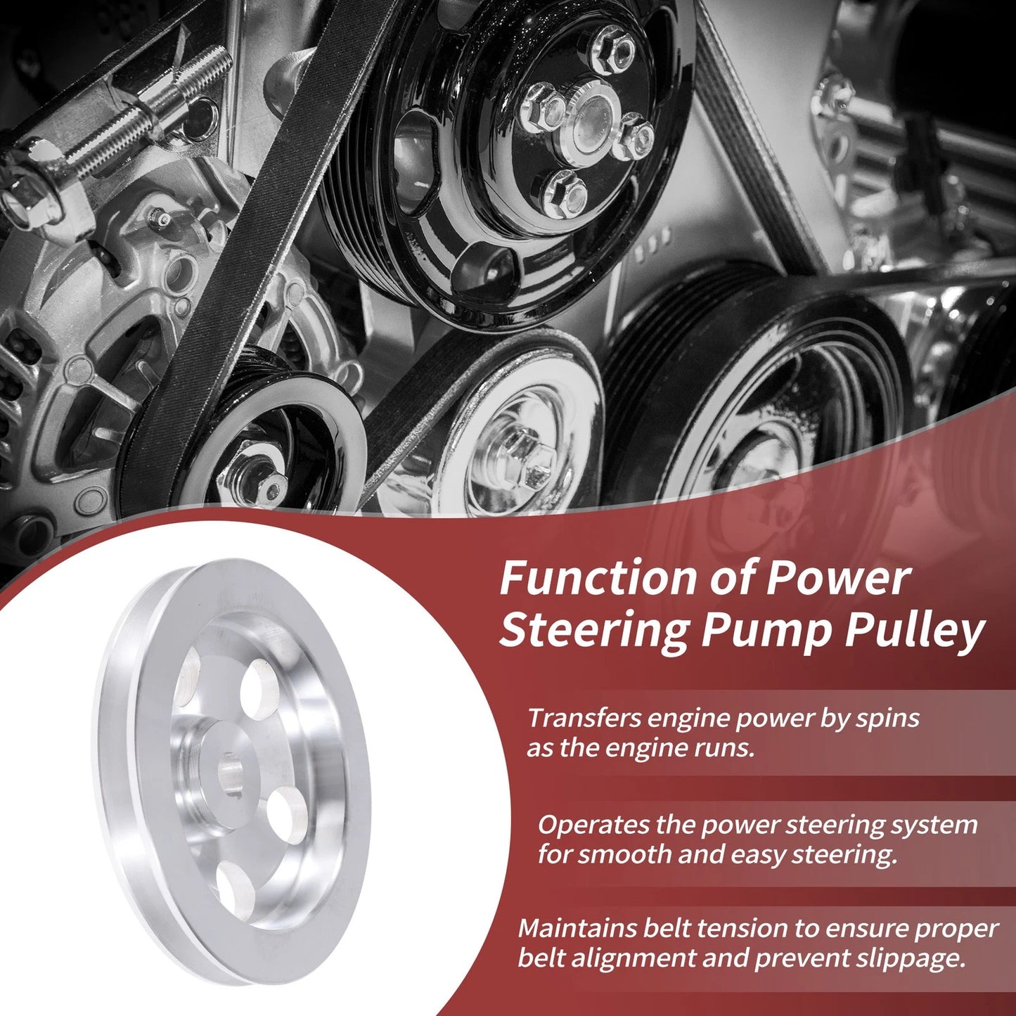 Groove Power Steering Pump Pulley for Chevy SBC 350 Engine