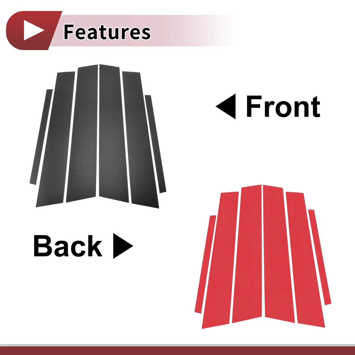6 Pcs Car Door Pillar Window Trim for Honda City (2008-2014) Black Carbon Fiber