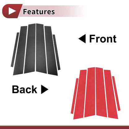 6 Pcs Car Door Pillar Window Trim for Honda City (2008-2014) Black Carbon Fiber