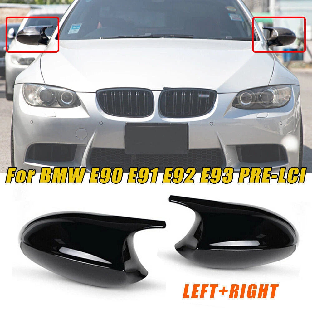 Gloss Black Rear Side Mirror Covers for BMW E90 E91 E92 E93 (2006-2012)