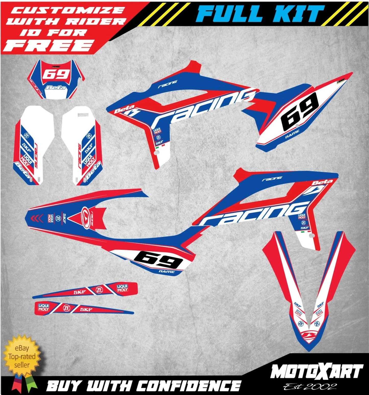 Custom Graphics Kit Classic Style for Beta Enduro (2020) Decals Stickers