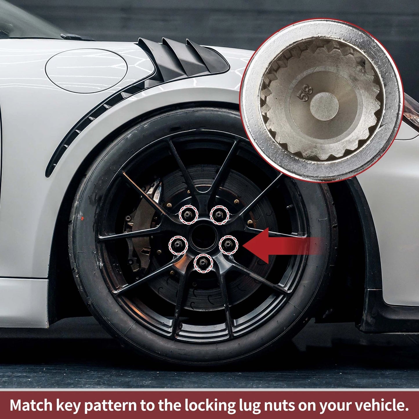 1 x Wheel Lock Nut 22-tooth Anti-theft Key Socket for Porsche Cayenne