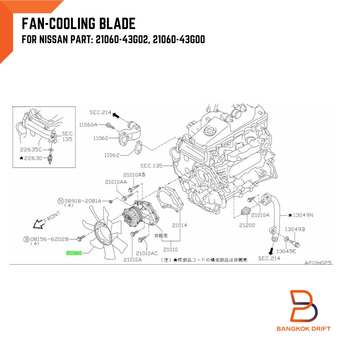 Radiator Cooling Fan Blade for Nissan Navara D21 TD25 BD25 (88-96)