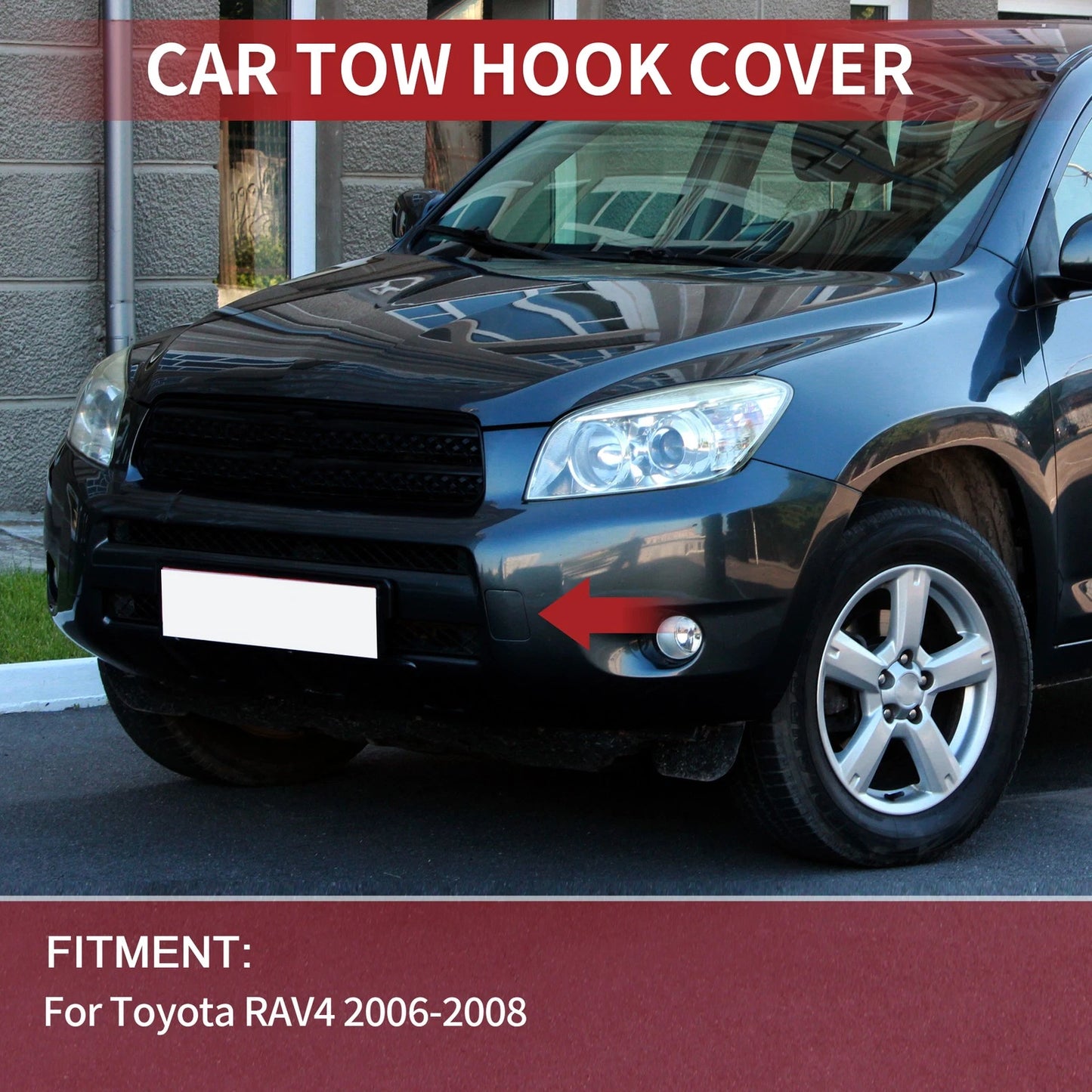 Front Tow Hook Cover Cap  for Toyota RAV4 (2006-2008) Black