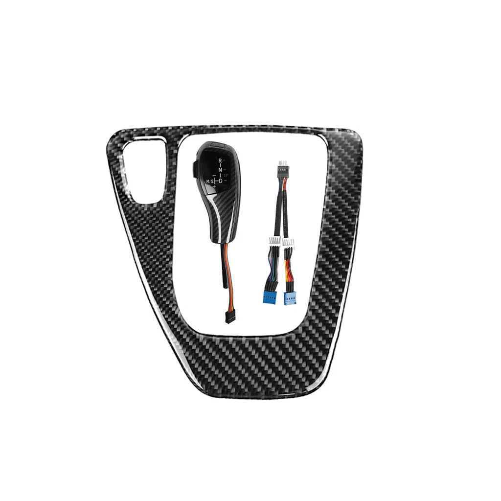 LHD Carbon Gear Shift Knob & Panel Cover Trim For BMW 3 Series E90 E91 E92 06-09