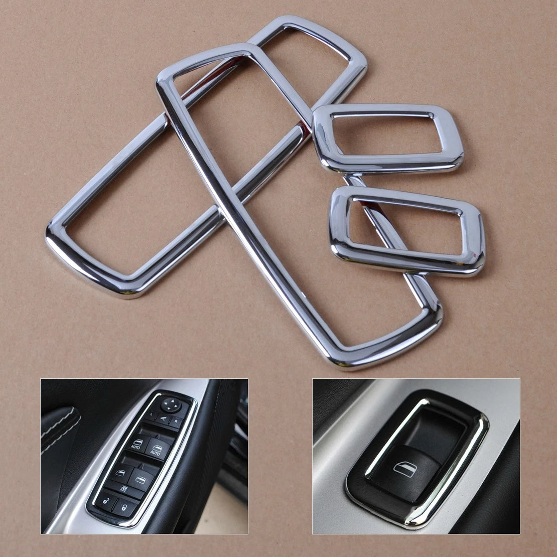 4 x Chrome Interior Window Switch Trim Covers for Jeep Grand Cherokee (2011-2023)