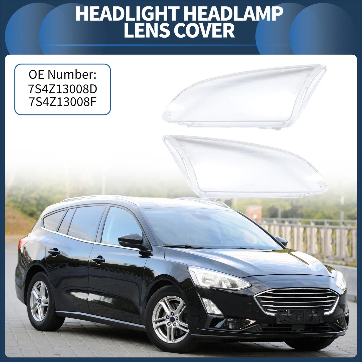 Pair Headlight Lens Covers for Ford Focus (2005-2008)