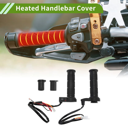 Heated Handlebar Grips Cover TPU ABS Metal Black for Motorcycle