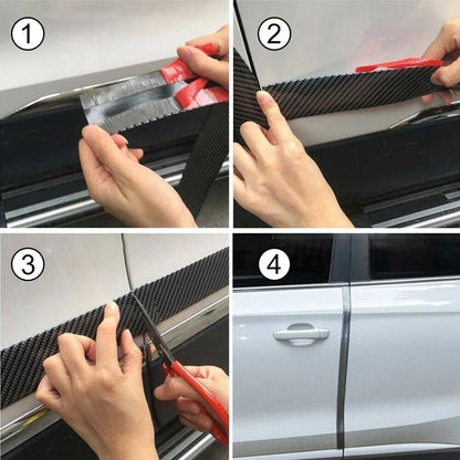 3CM1M Car Sticker Carbon Fiber Rubber Door Sill Protector Edge Guard Strip