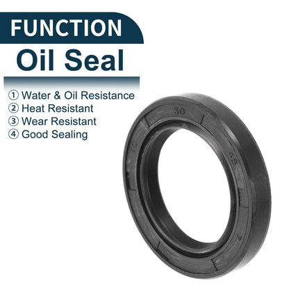 Oil Seal Rotary Shaft Seal NBR Rubber 30x45x7mm Black 5Pcs