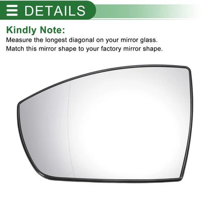 Left Side Heated White Mirror Glass for Ford EcoSport (2013-2023)