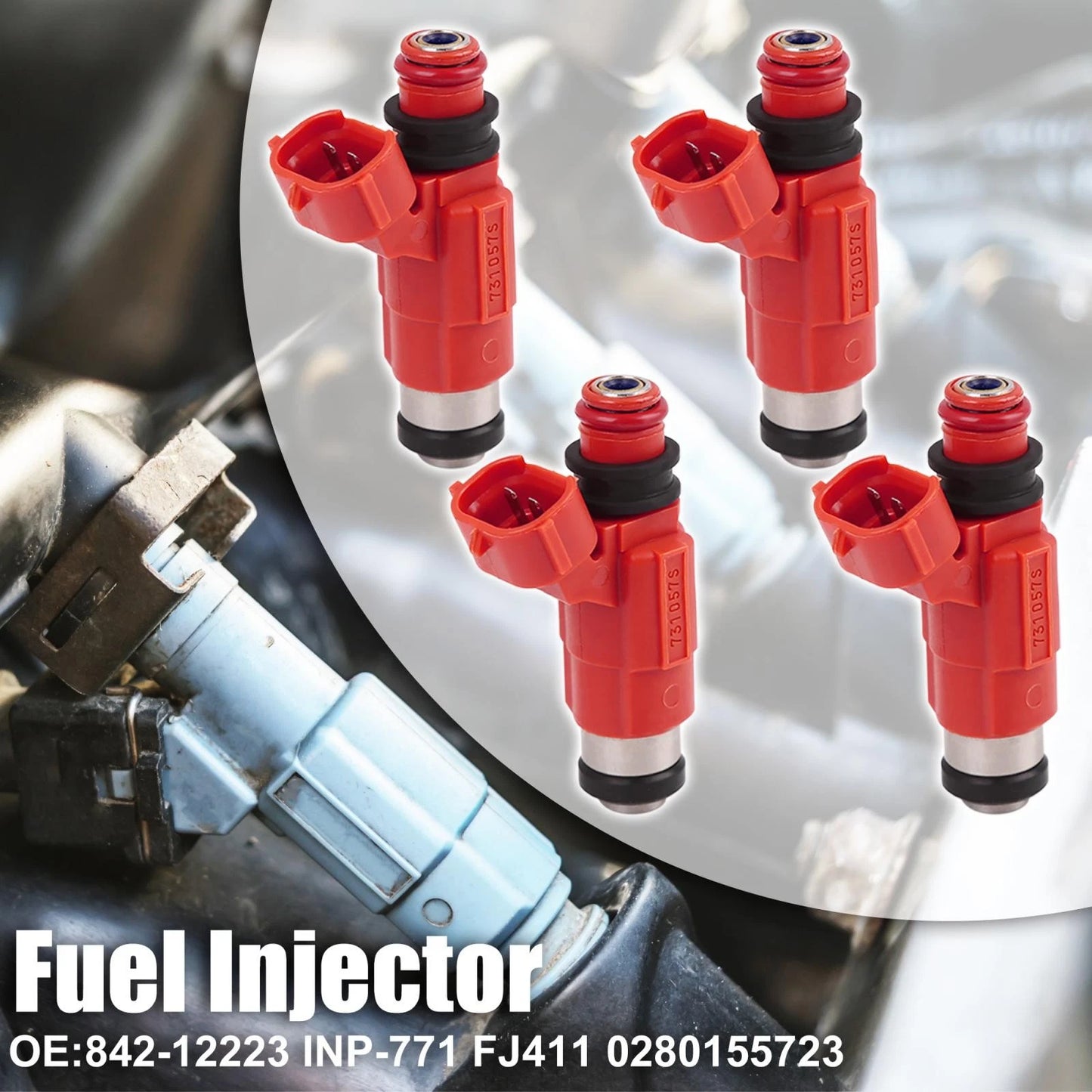 4pcs Red Fuel Injectors for Yamaha Outboard & Mitsubishi Eclipse 3.0L