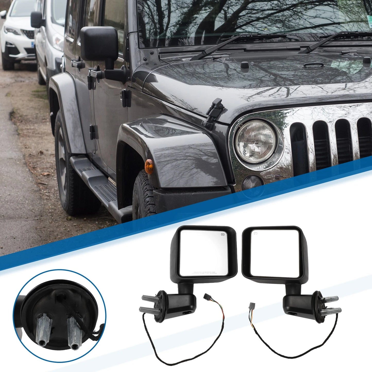 Tow Mirrors Side View Mirror Replacement for Jeep Wrangler (2011-2013) 1 Set