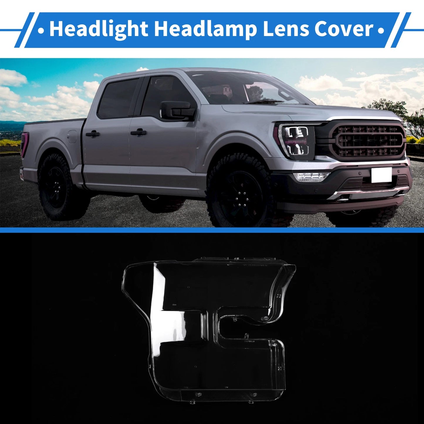 Car Front Right Headlight Lens Cover for Ford F-150 (2015-2017)