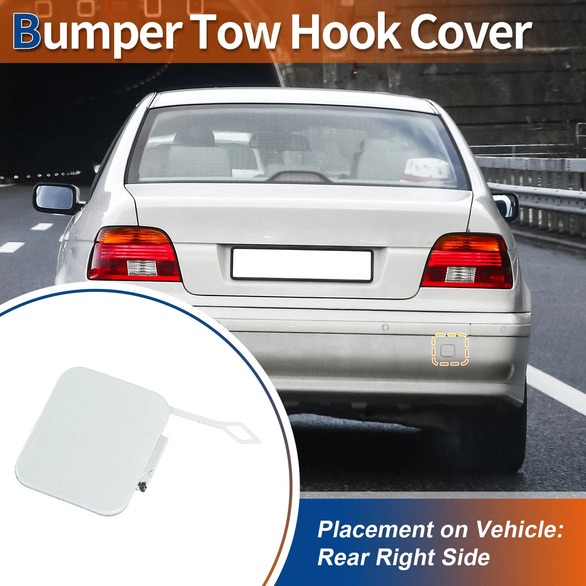 Rear Tow Hook Cover for BMW 525i 528i 530i 540i White