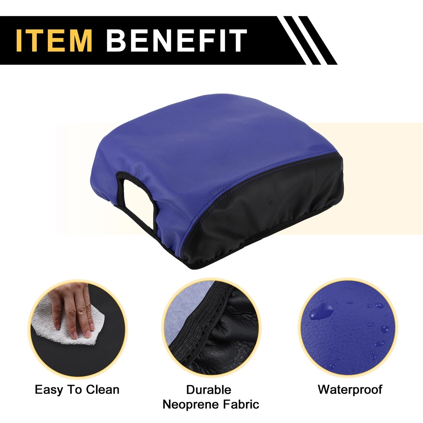 Center Console Lid Armrest Cover for Ford F-150 2015-2020 Anti-Scratch Black Blue
