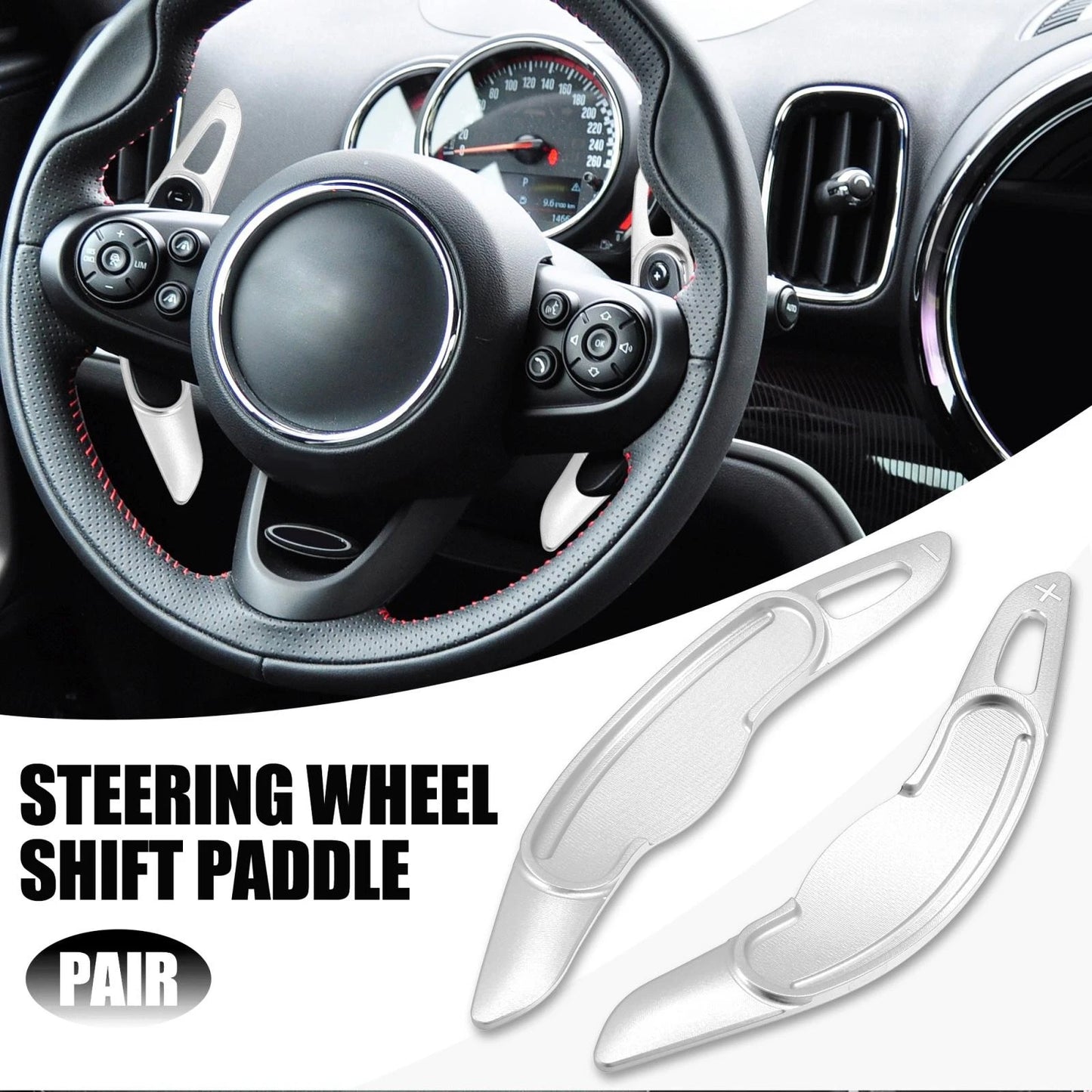Silver Tone Steering Wheel Shift Paddle Extender for BMW Mini Cooper