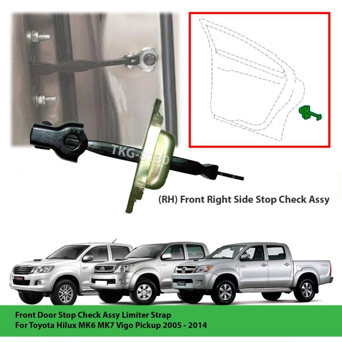 Right Front Door Stop Check Limiter for Toyota Hilux Vigo (2005-2014)