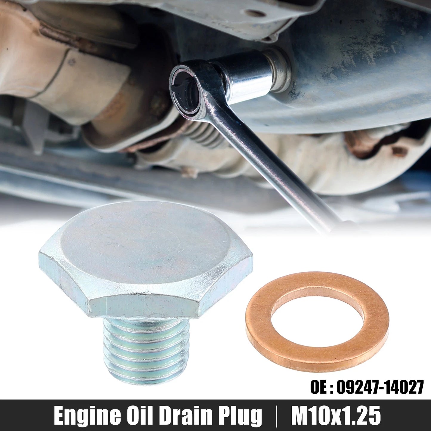 M10x1.25 Engine Oil Drain Plug Screw w/ Seal Ring for Ford (2000-2023)
