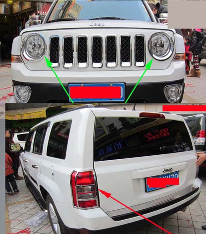 Chrome Head Tail Light Cover Trim Eyebrow for Jeep Patriot (2012-2015)