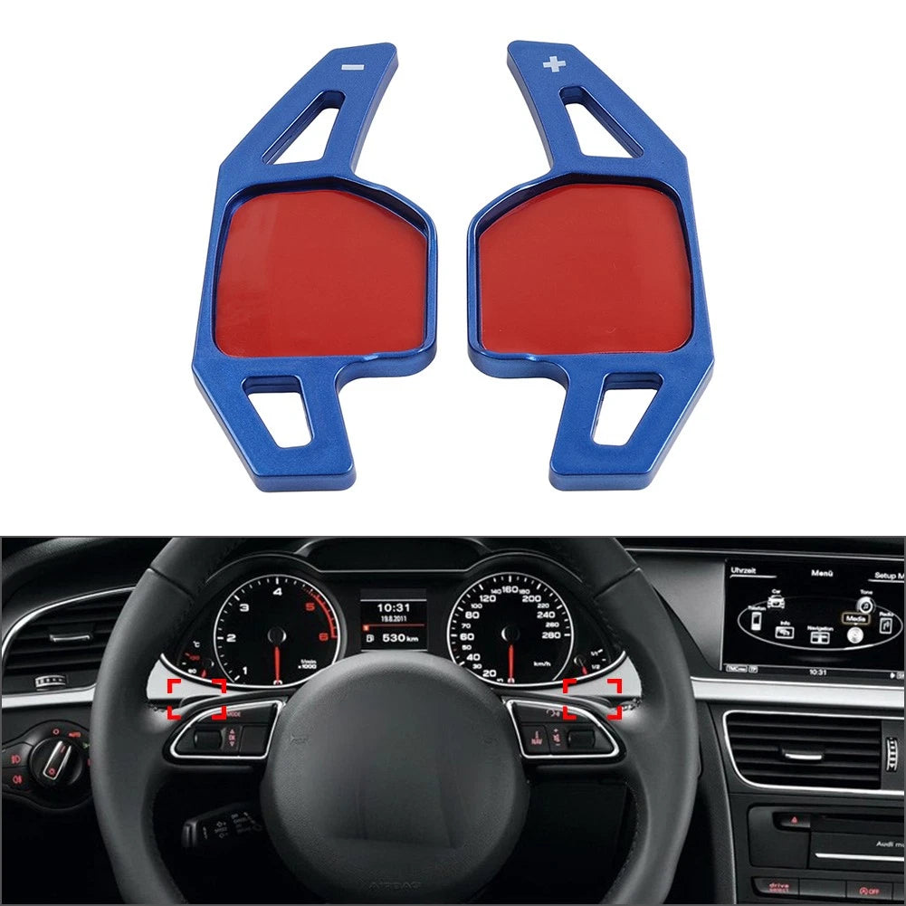 Blue Steering Shifter Paddle Extensions for Audi A3 A4 A5 A6 A7 A8