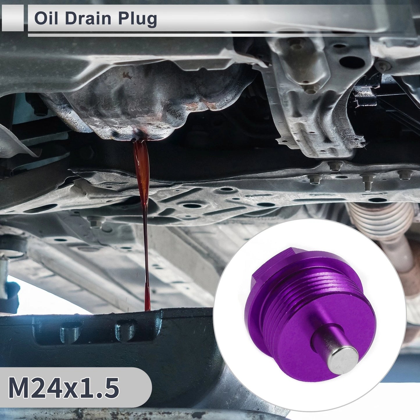 Set M24x1.5 Engine Oil Drain Plug with Gasket for Car Motorcycle Boat Purple
