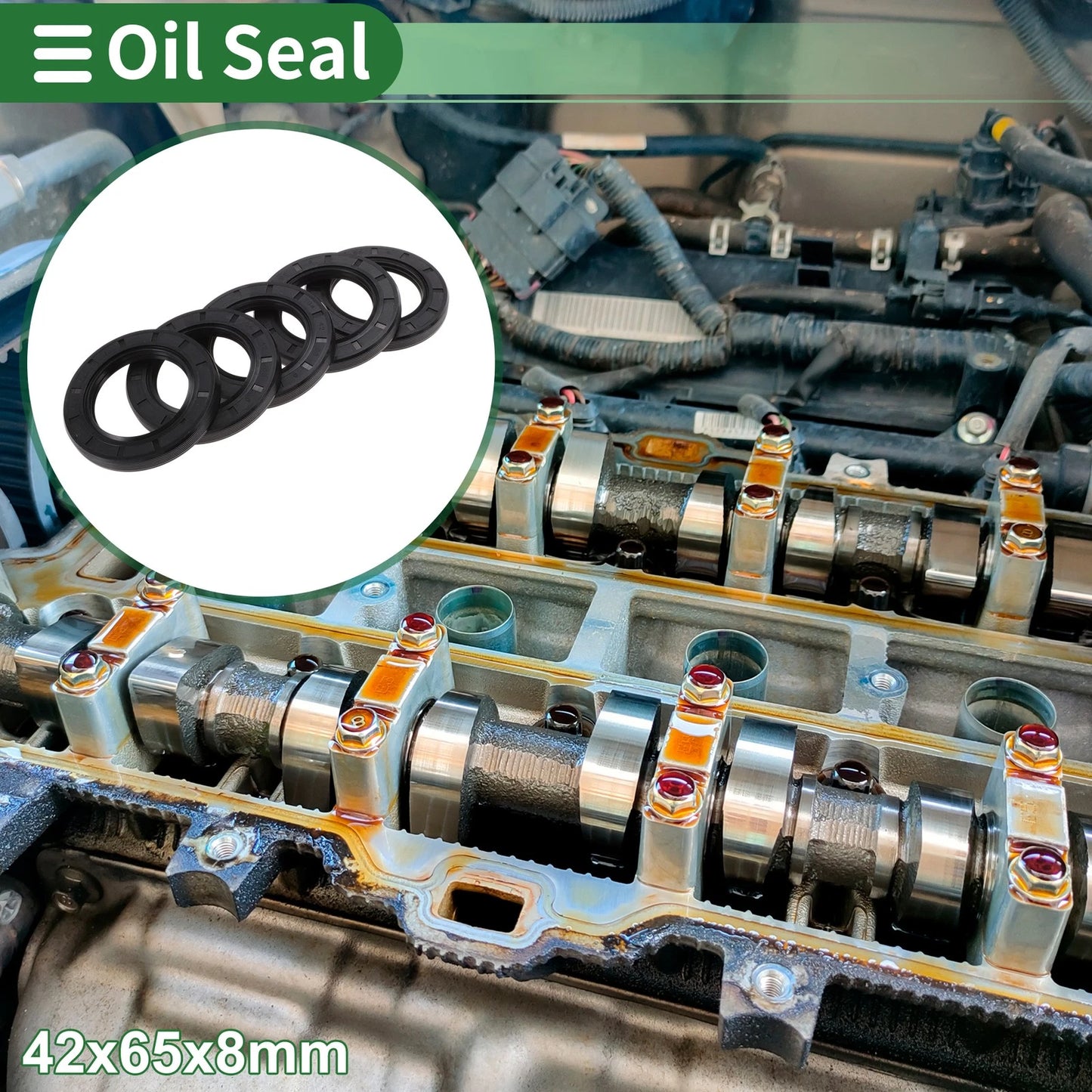 Oil Seal NBR Rubber 42x65x8mm High Pressure Black 5 Pcs