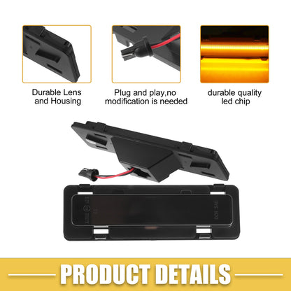 Front LED Side Marker Light Amber Black for Chevy Camaro 1 Pair