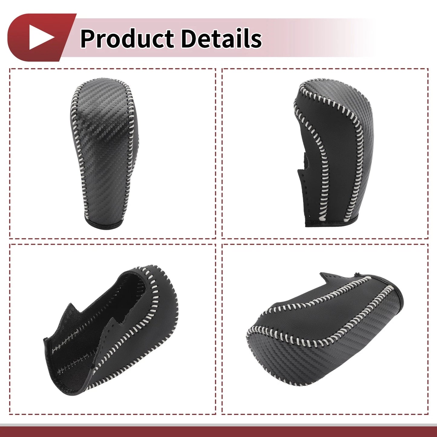 Car Gear Shift Knob Cover for Ford Fiesta (2009-2012) Black Beige Faux Leather