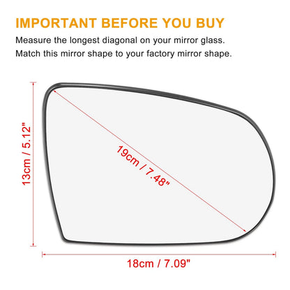 Heated Passenger Side Mirror Glass w/ Backing for Jeep Cherokee (2014-2019)