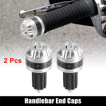 Pair 18mm Handlebar End Plug Bar Ends Aluminum Alloy Silver Tone for Motorcycle