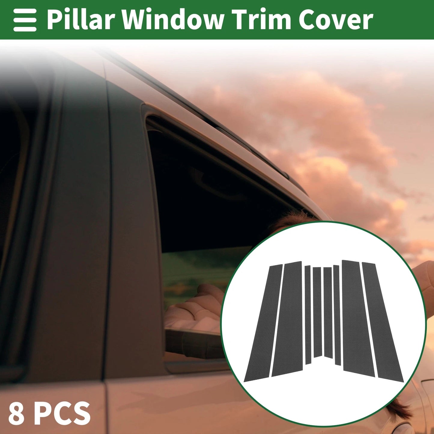 8 Pcs Door Pillar Window Trim for BMW X3 (2018-2024) Carbon Fiber Black