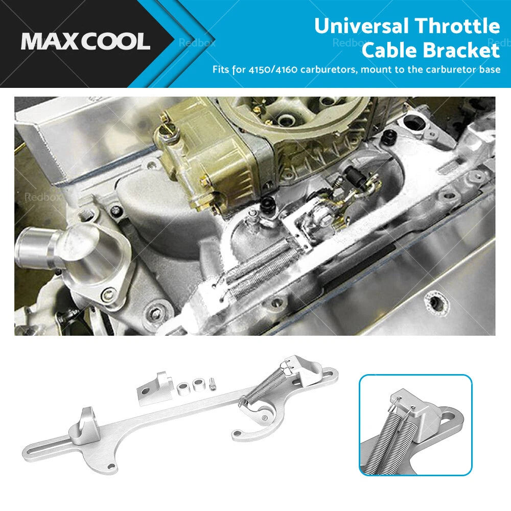 Carburetor Throttle Cable Bracket for Carb 4150 4160 - Billet Aluminum Silver