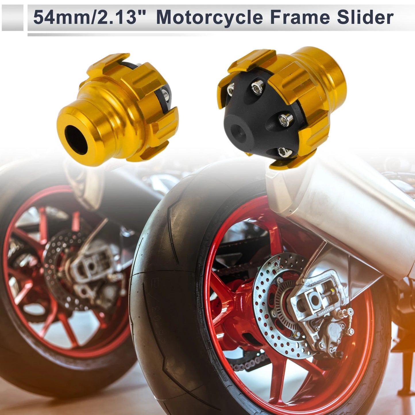 15.6mm 2 x Aluminum Alloy Motorcycle Slider Frame Gold Tone for Motorcycle