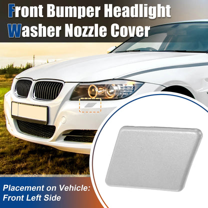 Washer Nozzle Cover Left Side Front Bumper for BMW E90 E91 (Silver Tone)