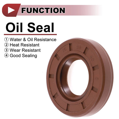 Oil Seal 20x40x8mm Brown 2 x Seal Ring Rotary Shaft Seal FKM Rubber