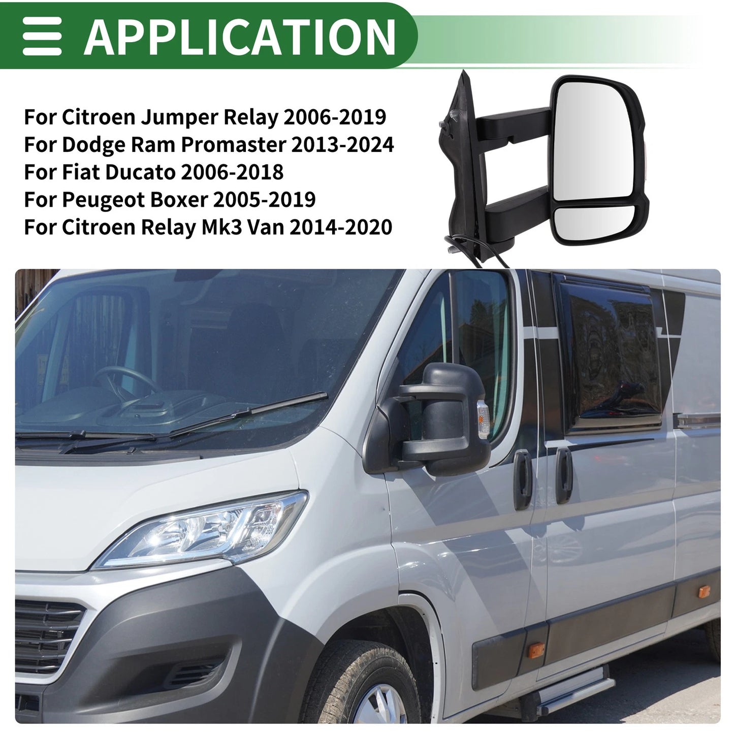 Right Side Door Mirror for Citroen Jumper Relay (2006-2023)