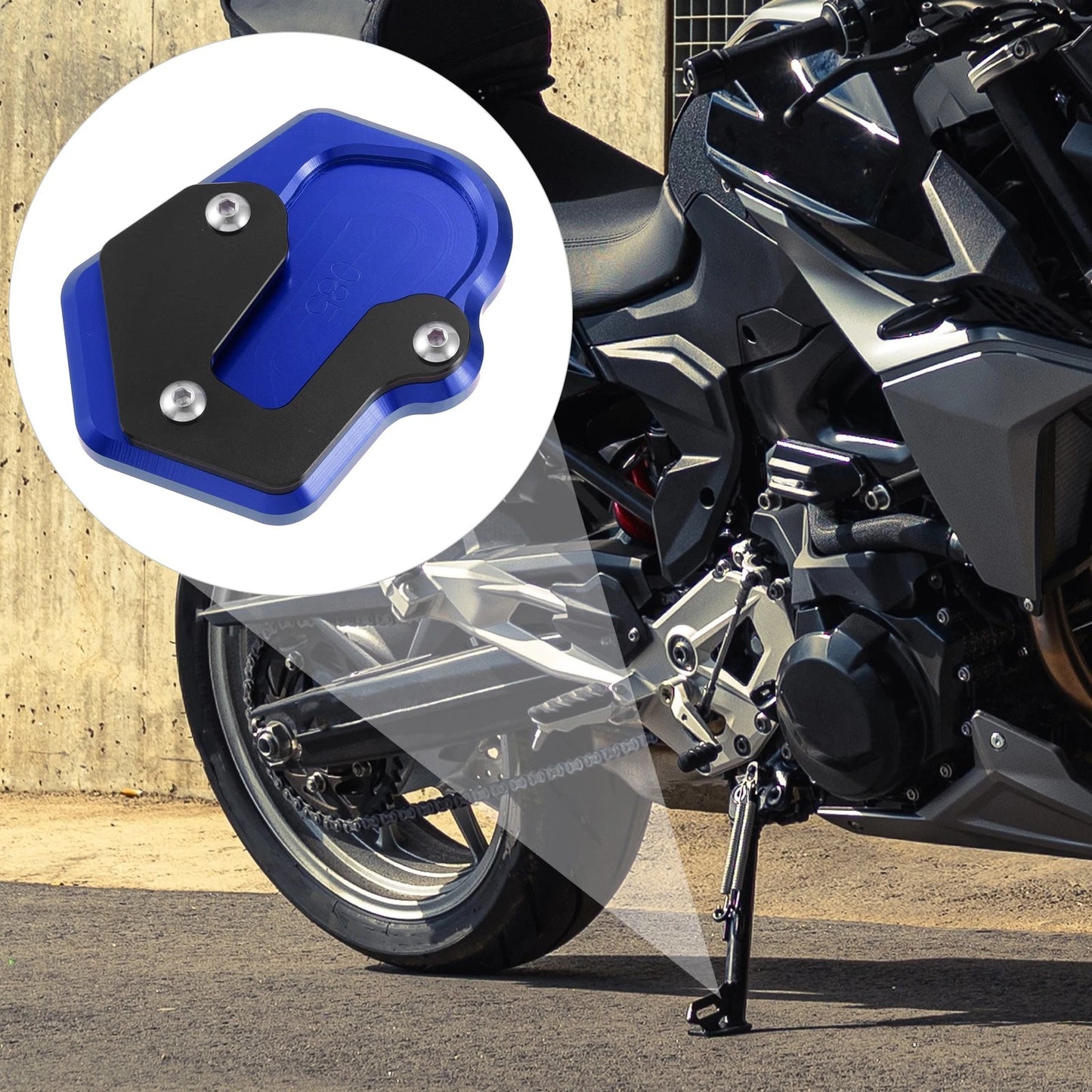 Kickstand Pad for BMW Motorcycle Side Stand Support Plate - Blue