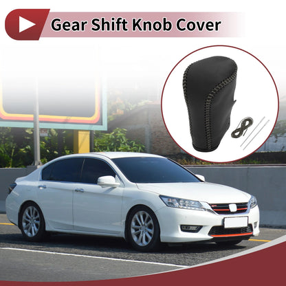Car Gear Shift Knob Cover for Honda Accord (2008-2012) - Black Grey Faux Leather