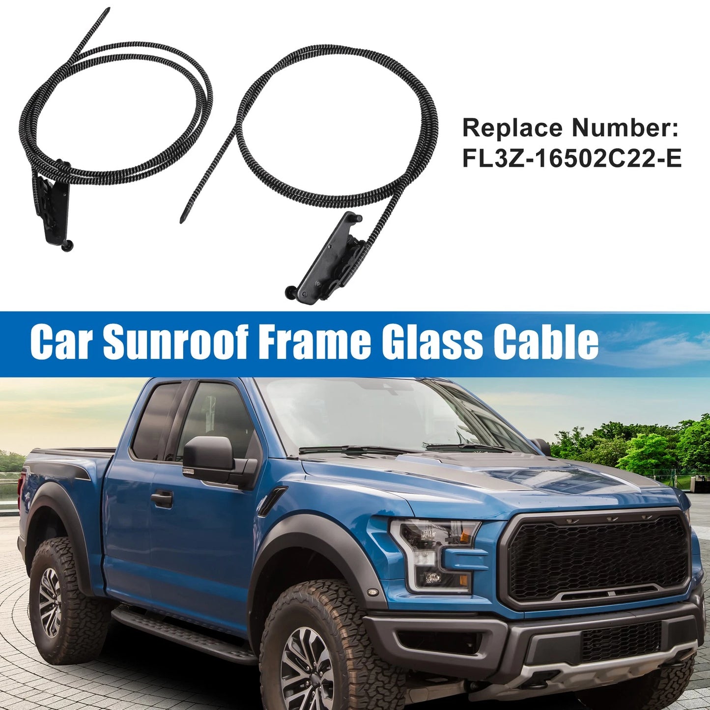 2 x Car Sunroof Frame Glass Cables for Ford F150 F250 F350 F450 (2015-2023)