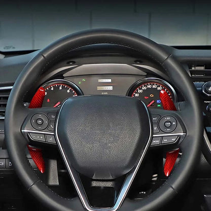 Red Real Carbon Fiber Steering Wheel Shift Paddle Switch Fit For Camry 2018 2019