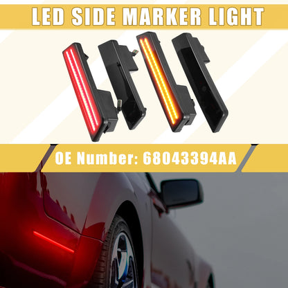 Front Rear LED Side Marker Lights for Dodge Amber Red Light  Pair