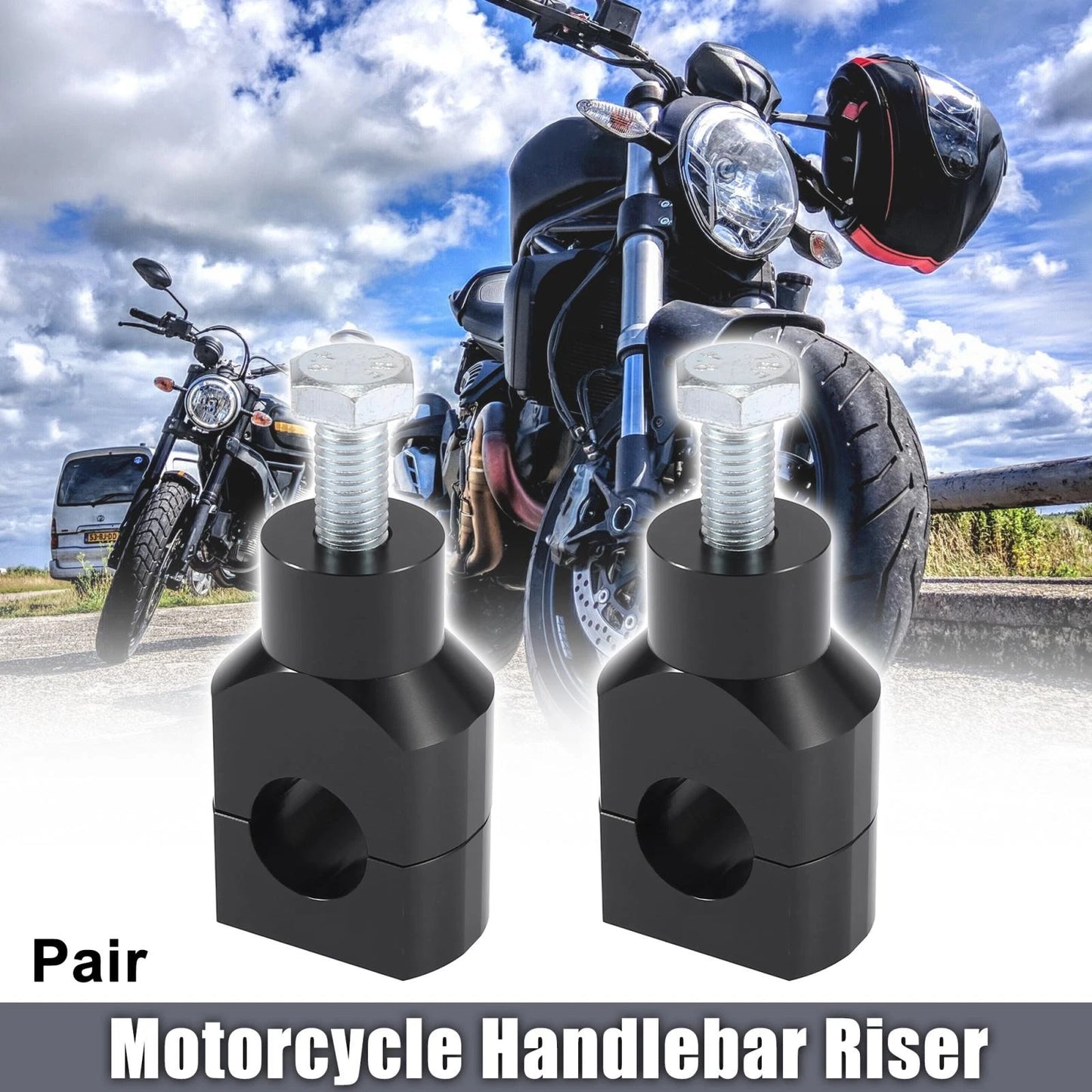 Handlebar Mounting Riser Clamp 7/8" 22mm for Motorcycle Black
