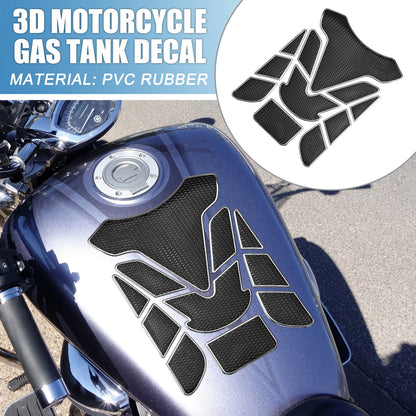 1 x Universal 3D Motorcycle Gas Tank Decal 7.68x5.63in Black Silver Tone