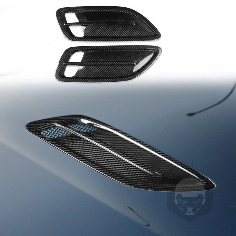 Real Carbon Fiber Bonnet Hood Air Vent Outlet Cover Trim for Kia Stinger 2018-23