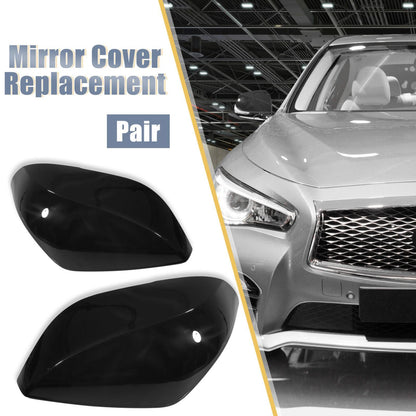 Pair Gloss Black Rear View Mirror Covers for Infiniti Q50 Q60 Q70 QX30