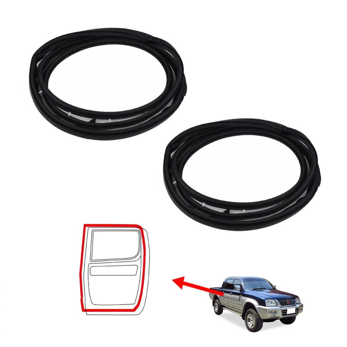 Door Rubber Seal Rear L+R Fits Mitsubishi L200 Strada Triton Pickup 4D 96-05 D07