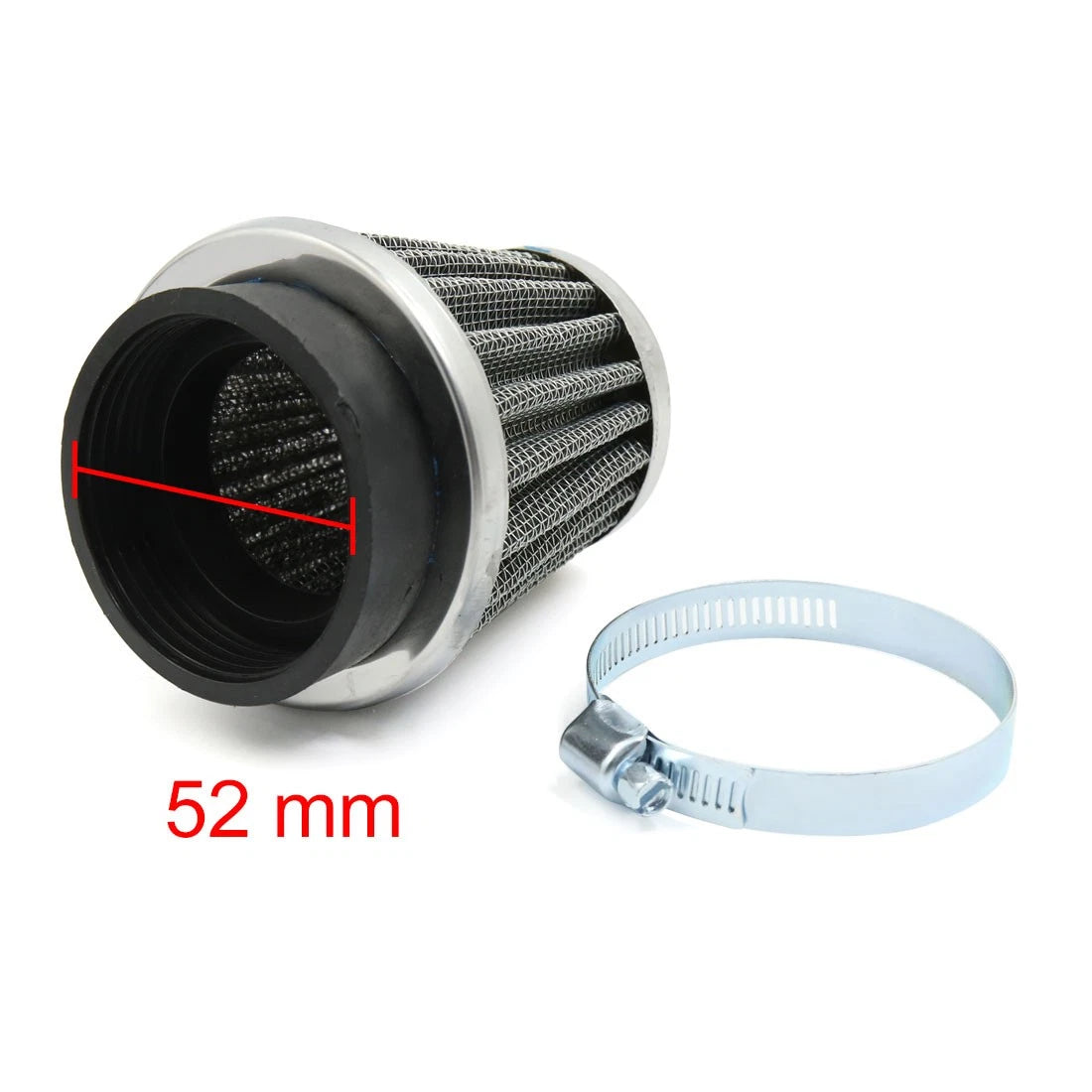 52mm Inlet Dia Car/Motorcycle Air Intake Filter Cleaner with Adjustable Clamp
