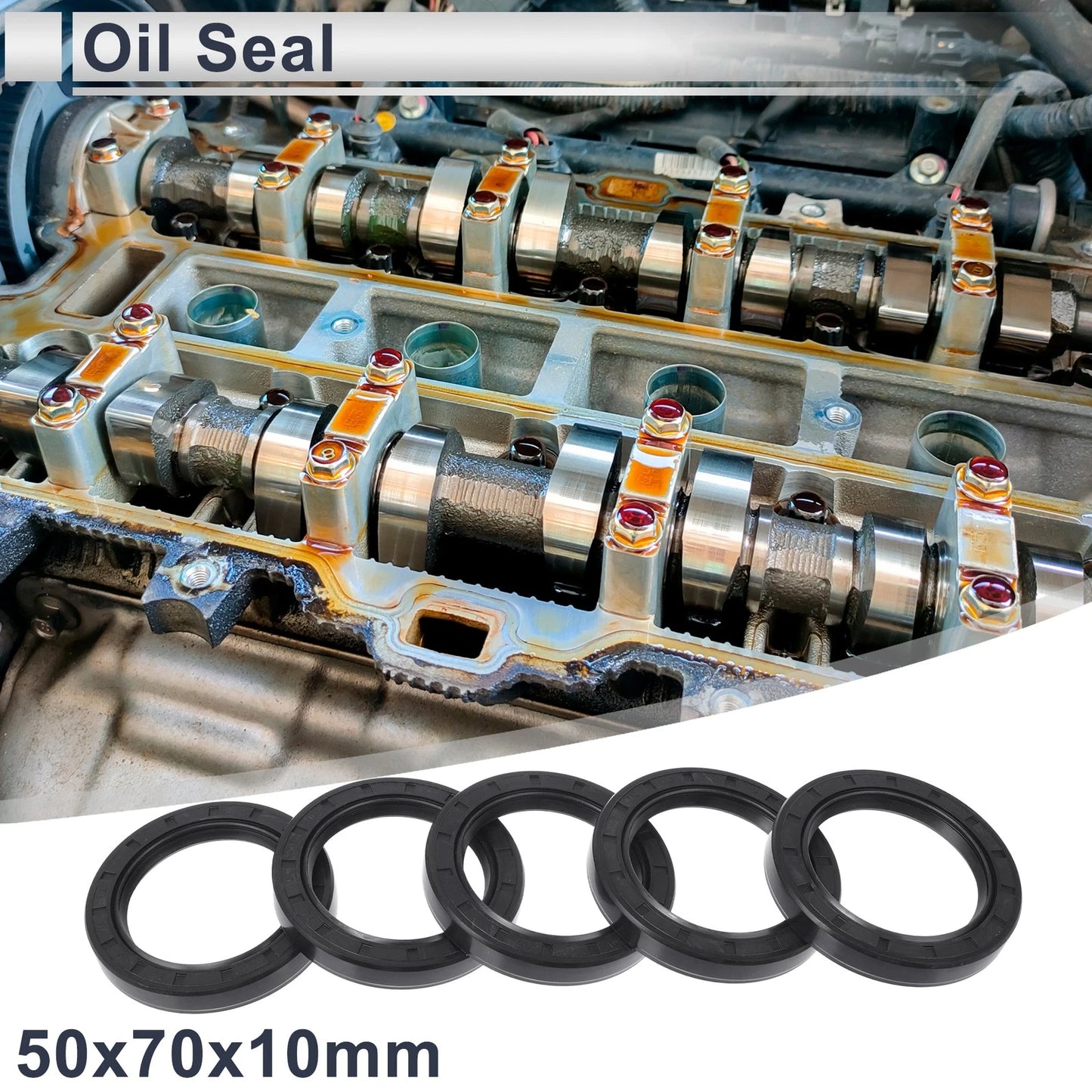 Oil Seal / 50x70x10mm Black 5 Pcs / Rotary Shaft Seal for Make Model